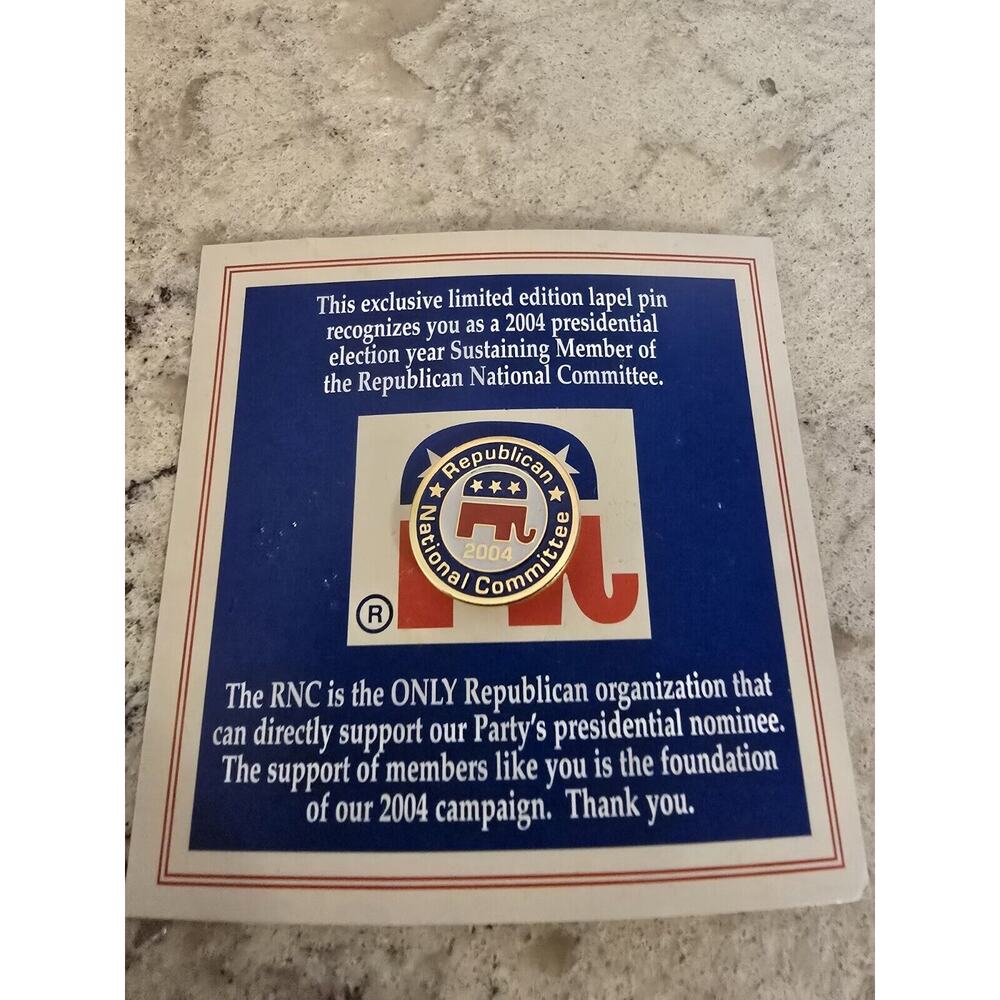 2004 Republican National Committee RNC Lapel Pin with Card